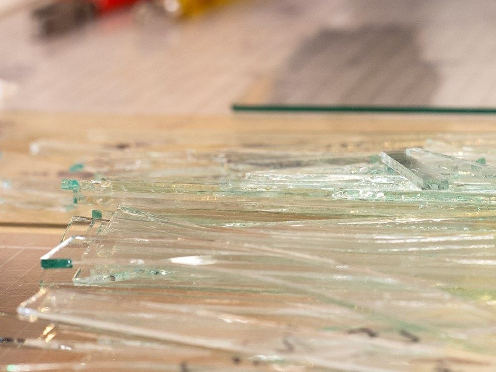 스테인드글라스 기초과정 직선 유리 자르기 유리와 URiWa stained glass basics straight cutting practice