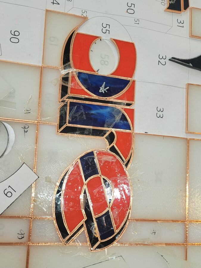 홍대 더플레어 스테인드글라스 간판 동테이프 기법 유리와 URiWa Hongdae The Flare Stained Glass Sign Work Technique