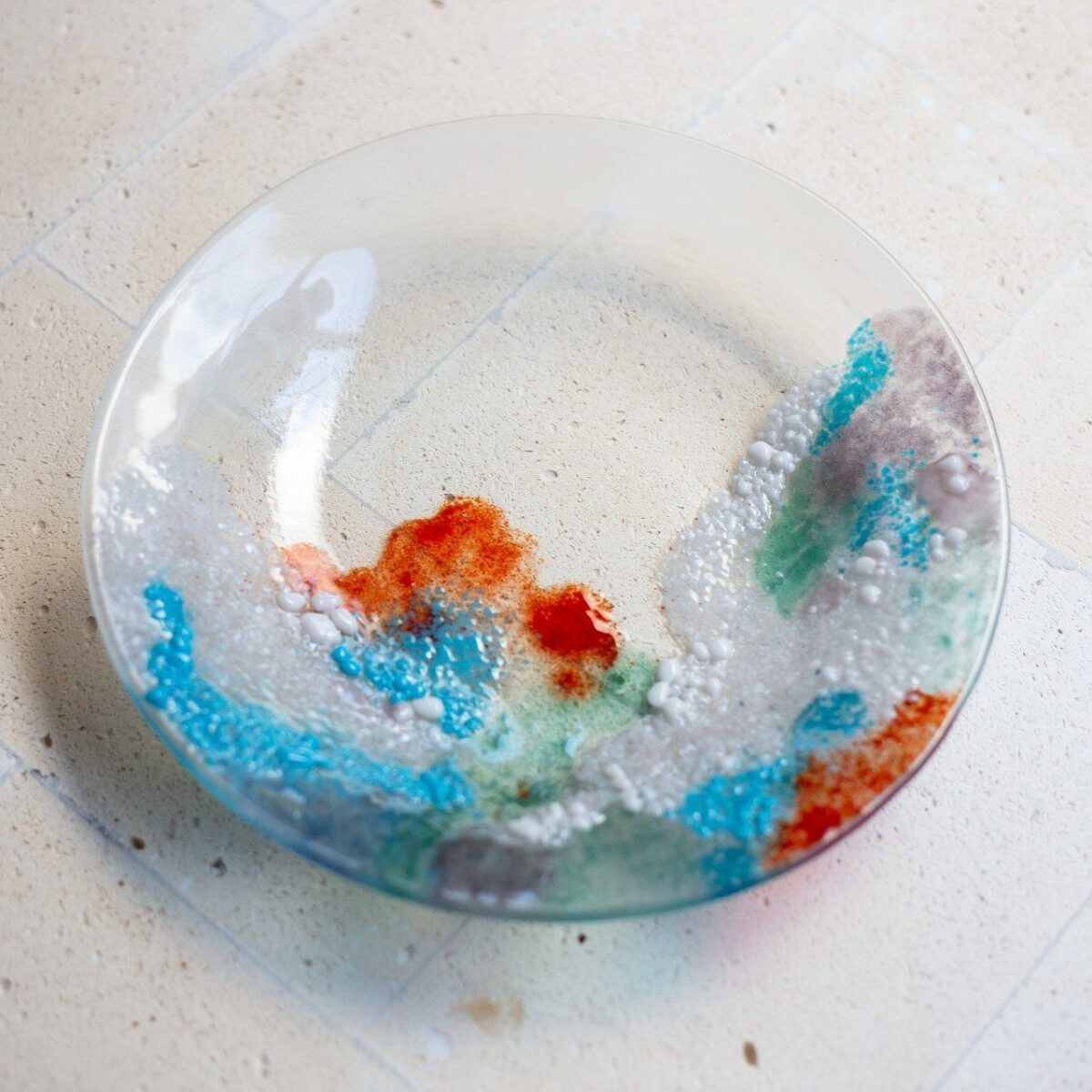 퓨징 킬른 4주차 파우더 접시 | 프릿 파우더 기법 전기가마 | URiWa